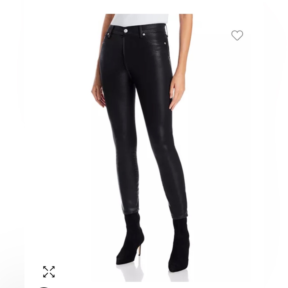 NWOT 7 For All Mankind

High-Waist Ankle Skinny in Black Coated SZ 24